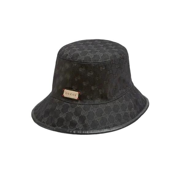 GUCCI GG Supreme Reversible Monogram Bucket Hat Black Gray Women's Medium y